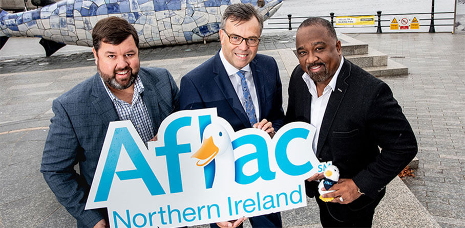 Aflac - Pictured (L-R) are Keith Farley, MD, Aflac Northern Ireland, Alastair Hamilton, CEO, Invest Northern Ireland and Virgil Miller, executive vice president and chief operating officer of Aflac U.S.