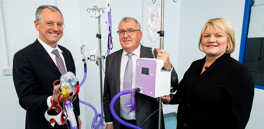 Pictured (L-R) are Kevin Holland, CEO, Invest Northern Ireland with John Armstrong, Executive Chair, Armstrong Medical and Dawn Hart, Financial Director, Armstrong Medical.