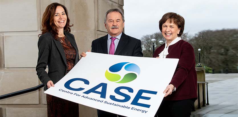 Pictured (L-R) are Sam McCloskey, Director, CASE with Trevor Haslett, Chair of CASE and Diane Dodds, Minister for the Economy.