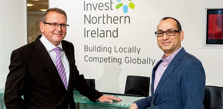Highroads - Pictured (L-R) are Derek Andrews, Head of International Investment, Invest NI with Ajay Bhandari, SVP of Engineering, HighRoads