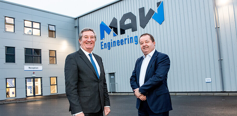 Maw Engineering news image - Pictured (L-R) are Bill Montgomery, Director of Advanced Manufacturing & Engineering, Invest NI with Mark Cuskeran, Managing Director, MAW Engineering