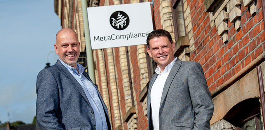 MetaCompliance news image - Pictured (L-R) are John Hood, Multi Sector Director, Invest NI with Robert O’Brien, Chief Executive, MetaCompliance