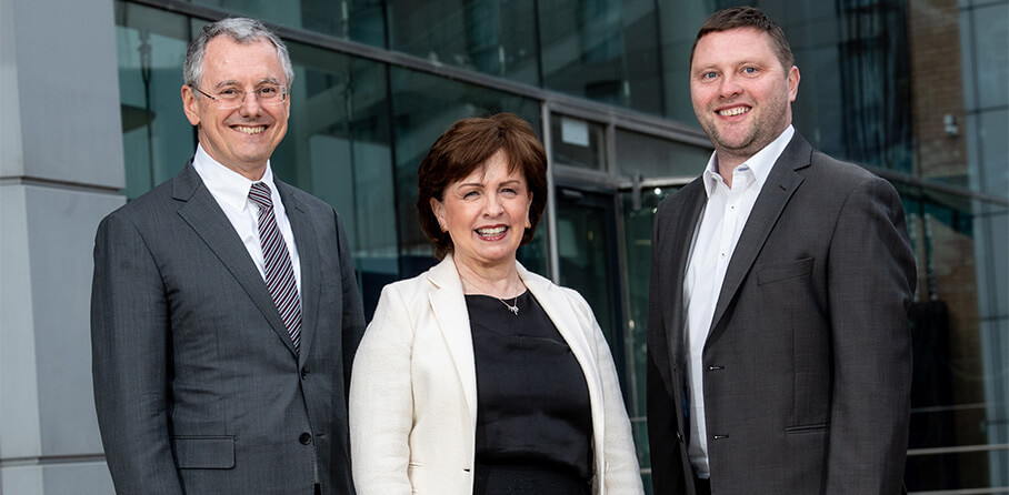 Pictured (L-R) are Kevin Holland, CEO, Invest NI, Economy Minister Diane Dodds and Darren Dillon of Microsoft.