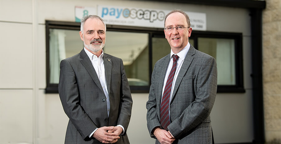 Pictured (L-R) are John Borland, founder of Payescape with Des Gartland, North West regional Manager, Invest NI. 