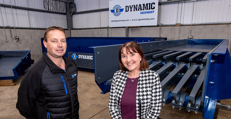 Dynamic Equipment - Pictured (L-R) are Daniel Ritchie, Owner and Managing Director, Dynamic Equipment with Ethna McNamee, Western Regional Manager, Invest NI