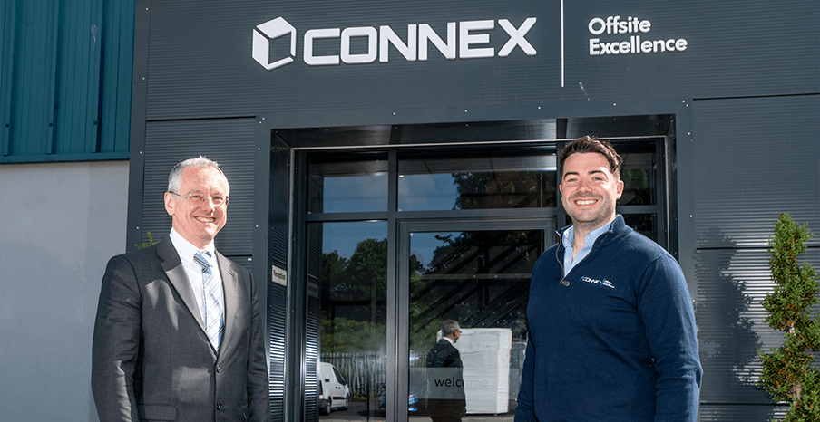 Pictured (L-R) are Kevin Holland, CEO, Invest NI with Brendan Doherty, Director of Connex Offsite.