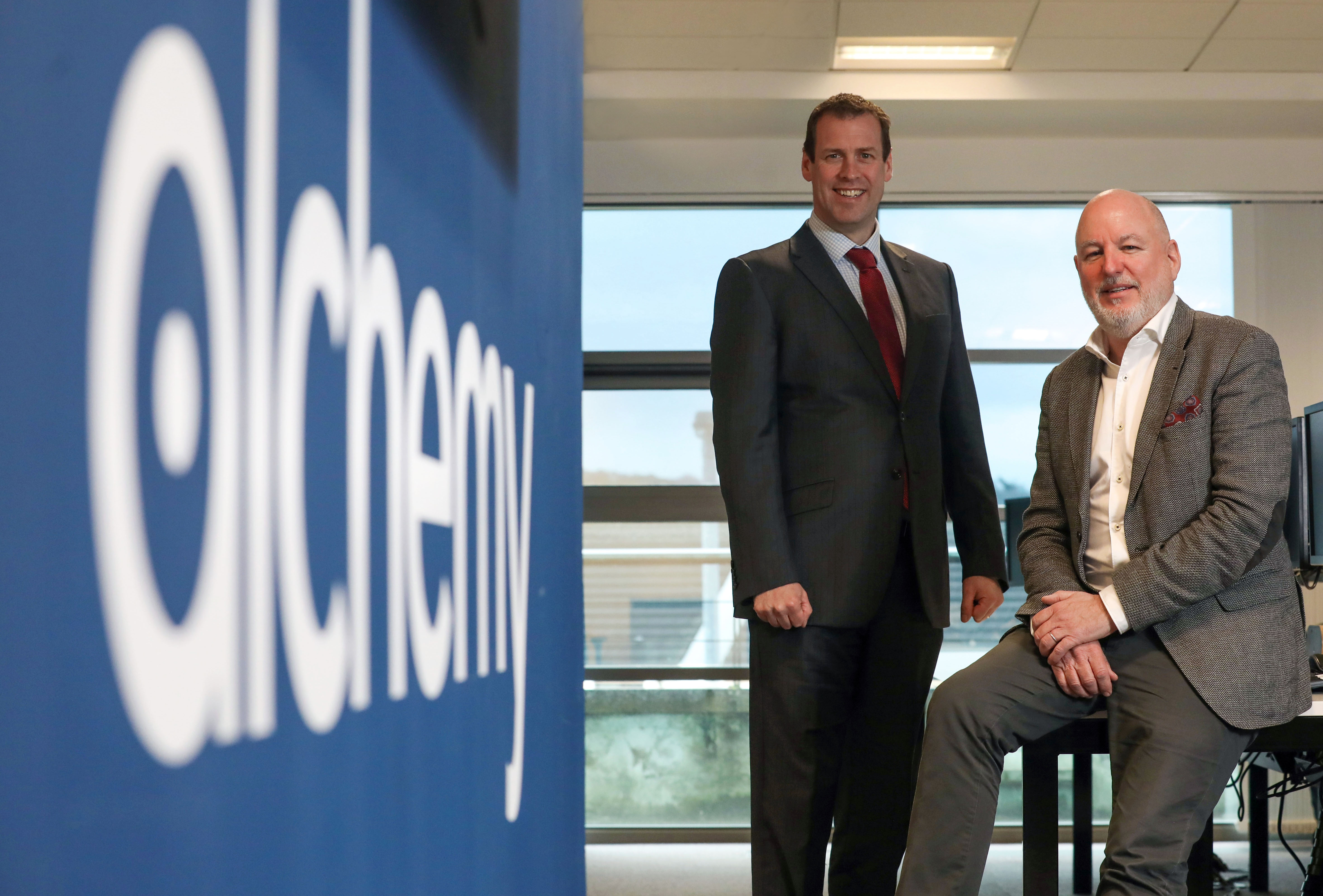 Pictured (L-R) is Steve Harper, Executive Director of International Business, Invest NI with John Harkin, CEO, Alchemy Technology Services.