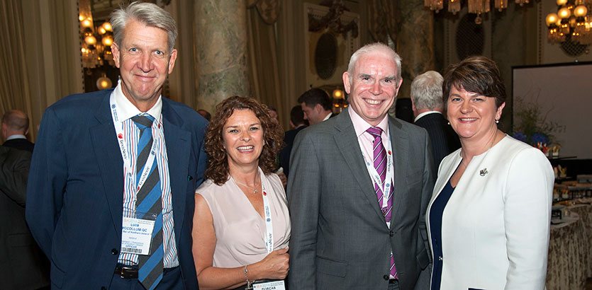 International Bar Association Conference 2016 - Pictured left to right: Liam McCollum QC, Dorcas Crawford (Edwards & Co Solicitors), John Gordon (Napier & Sons Solicitors) and First Minister Arlene Foster.